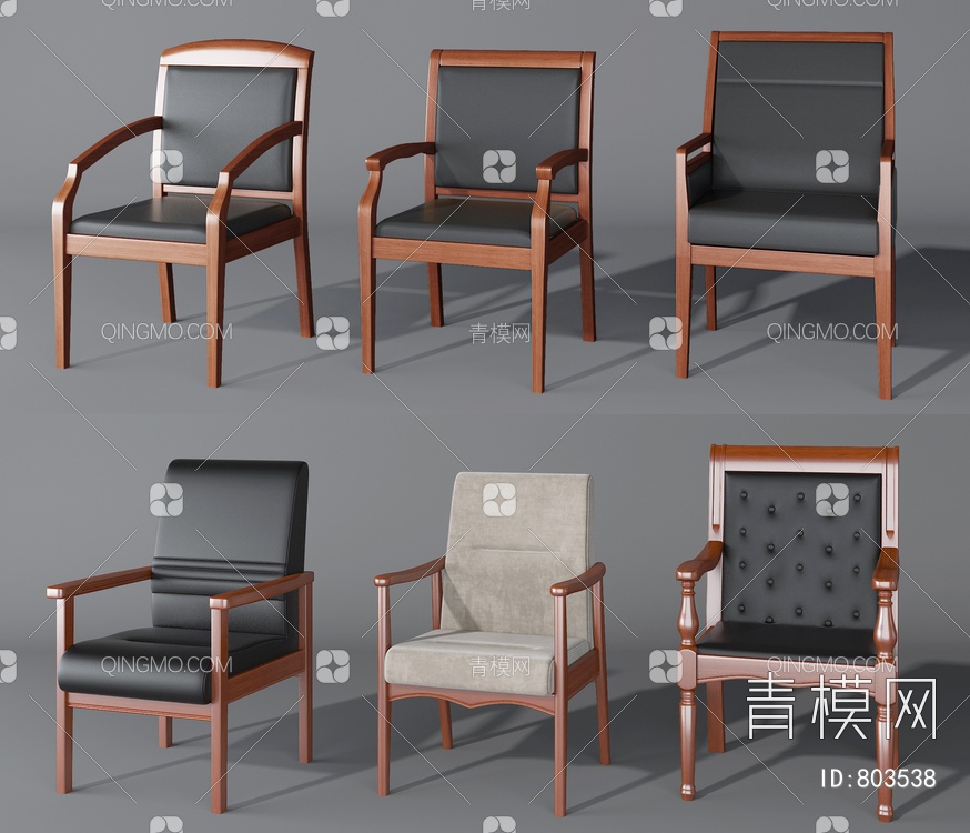 实木办公椅3D模型下载【ID:803538】