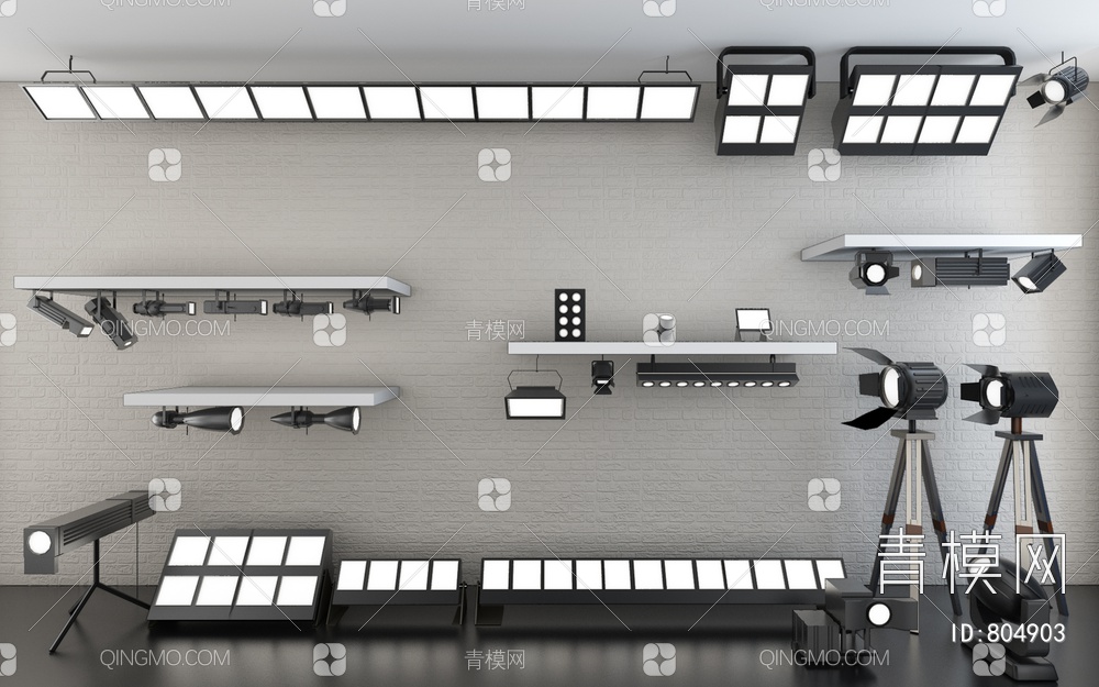 舞台灯、射灯组合3D模型下载【ID:804903】