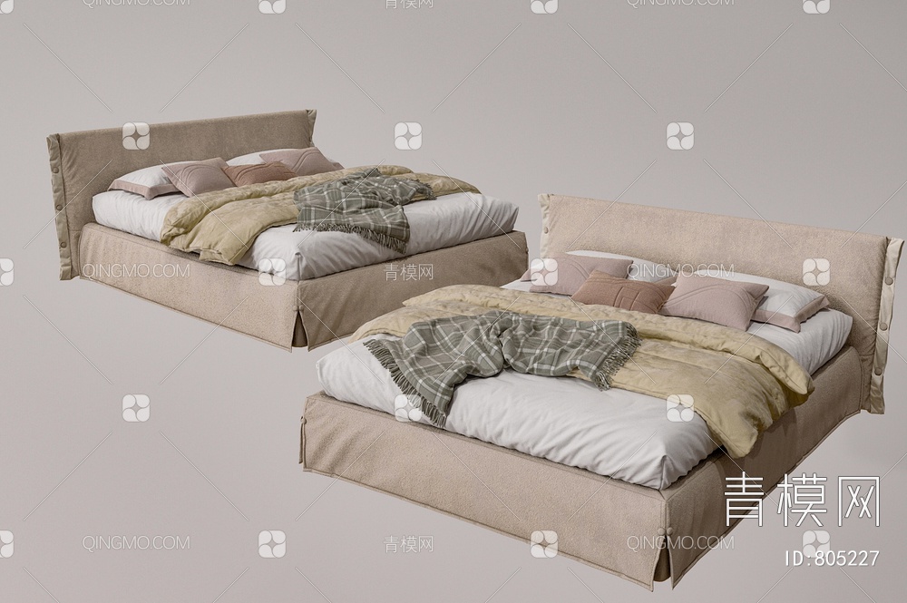 卧室床3D模型下载【ID:805227】