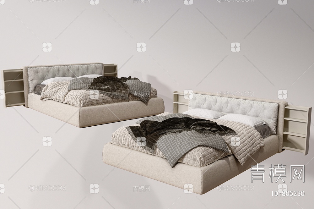 卧室床3D模型下载【ID:805230】