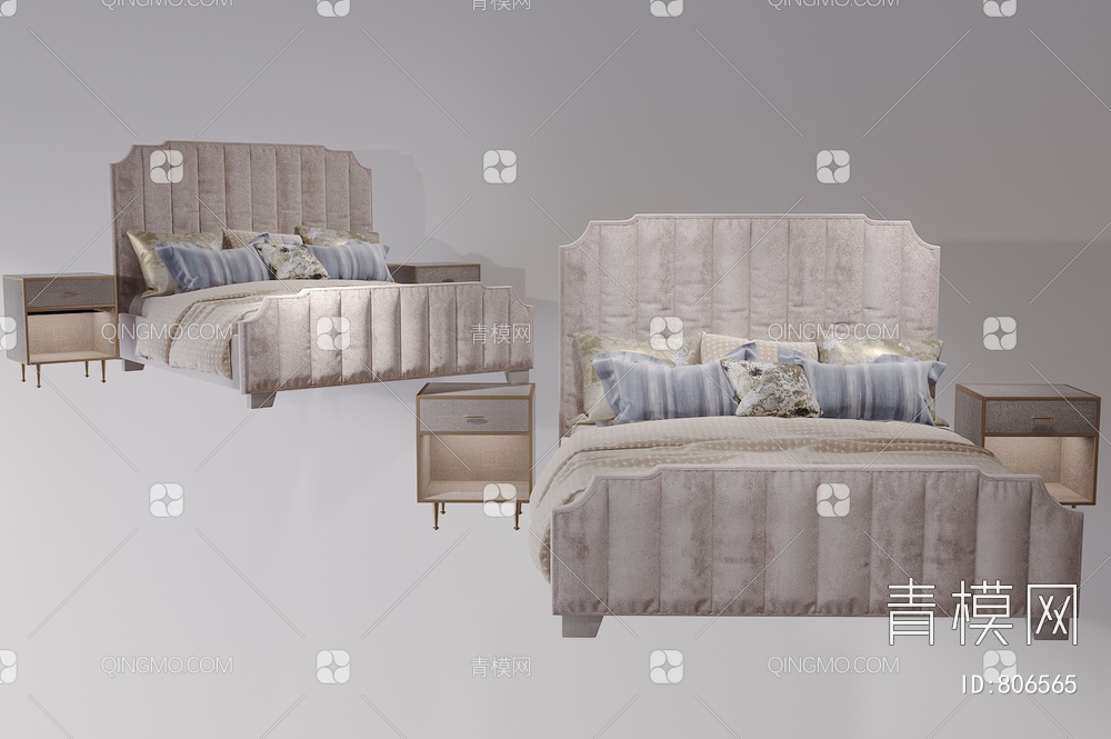 双人床 卧室床3D模型下载【ID:806565】