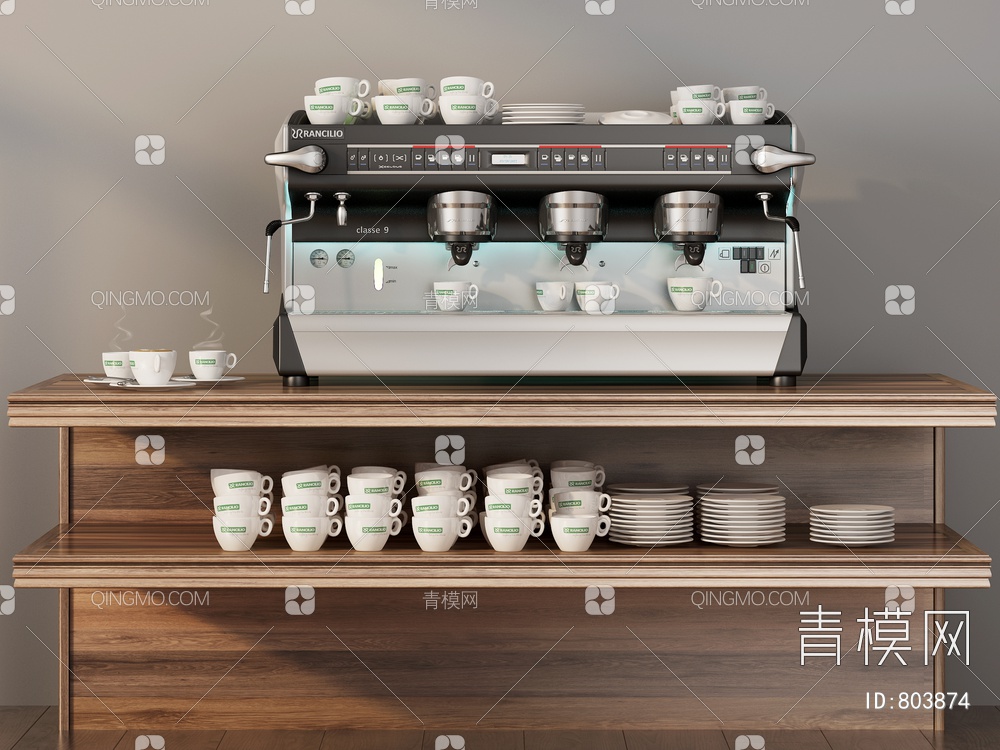 咖啡机，咖啡杯，餐盘3D模型下载【ID:803874】