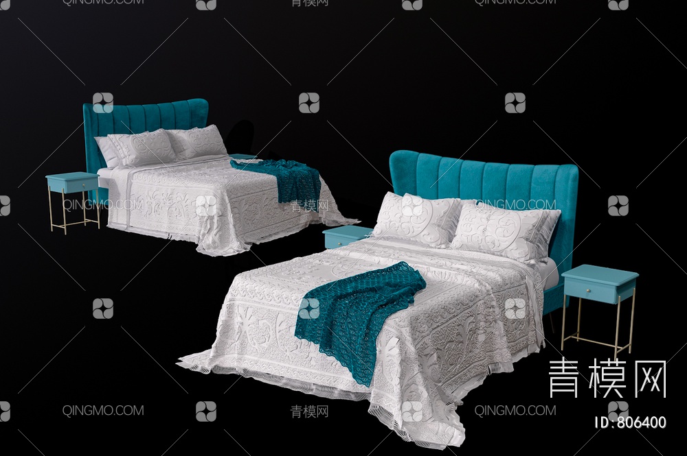 双人床 卧室床3D模型下载【ID:806400】