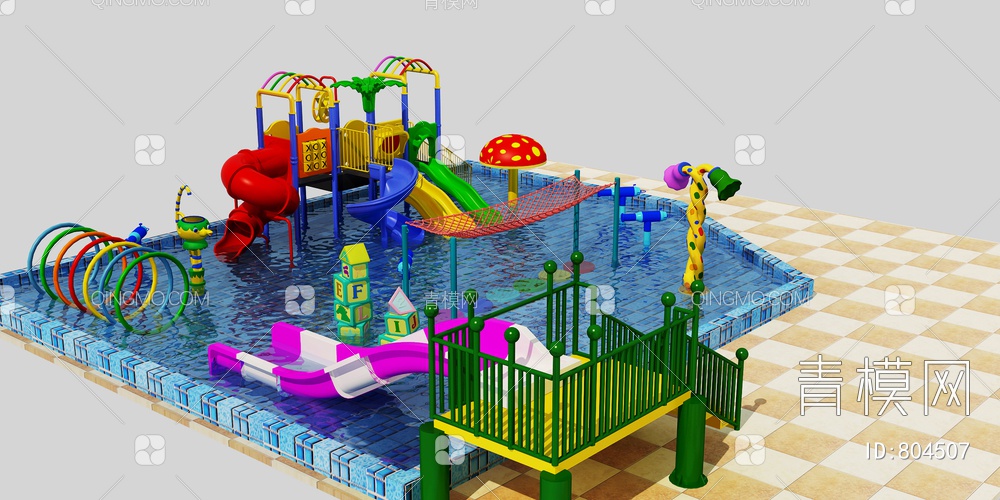 儿童水上乐园滑梯3D模型下载【ID:804507】