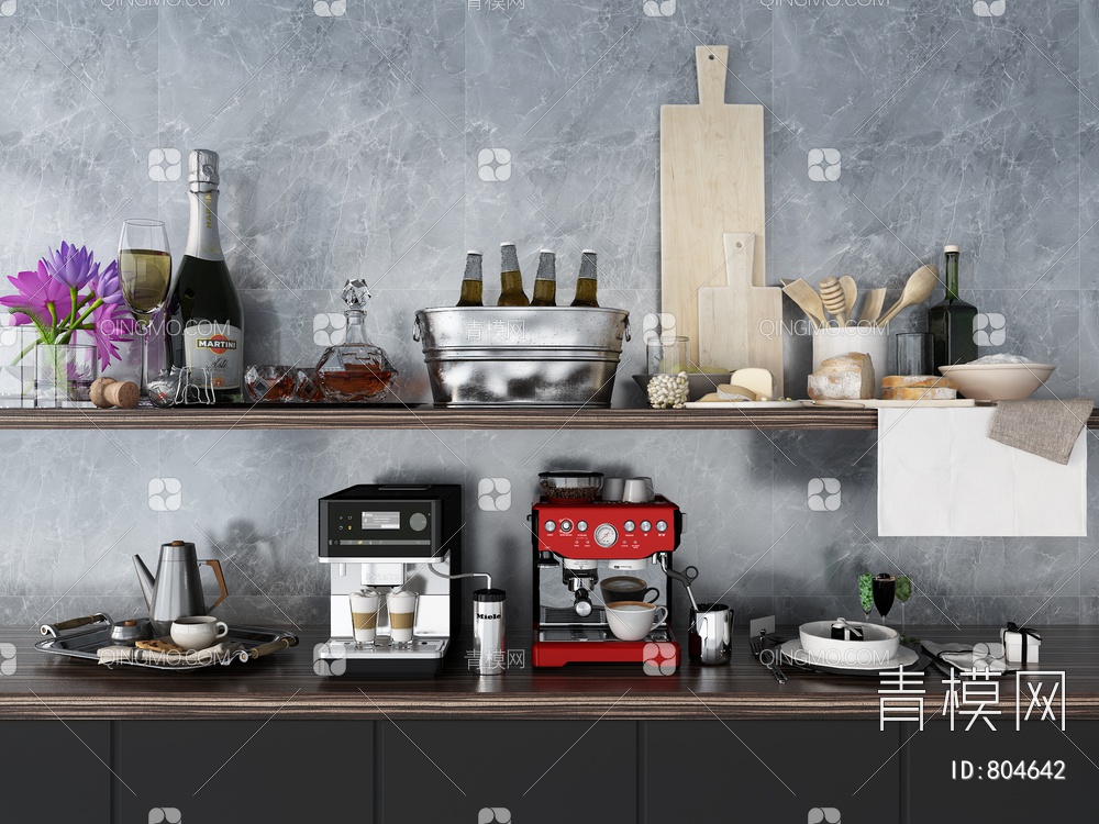 咖啡机，酒水，厨房用3D模型下载【ID:804642】
