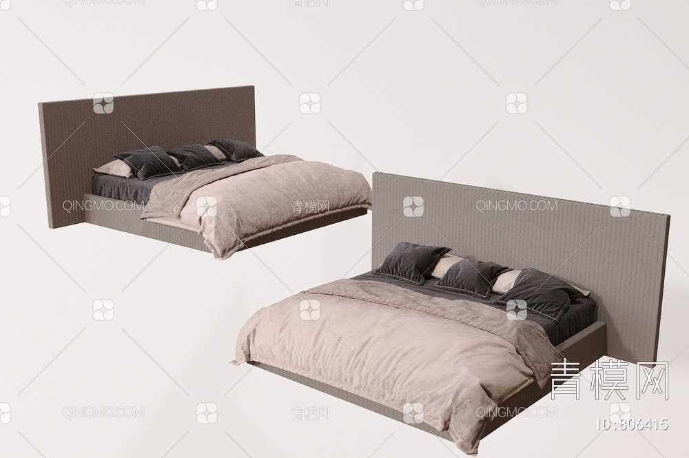 双人床 卧室床3D模型下载【ID:806415】