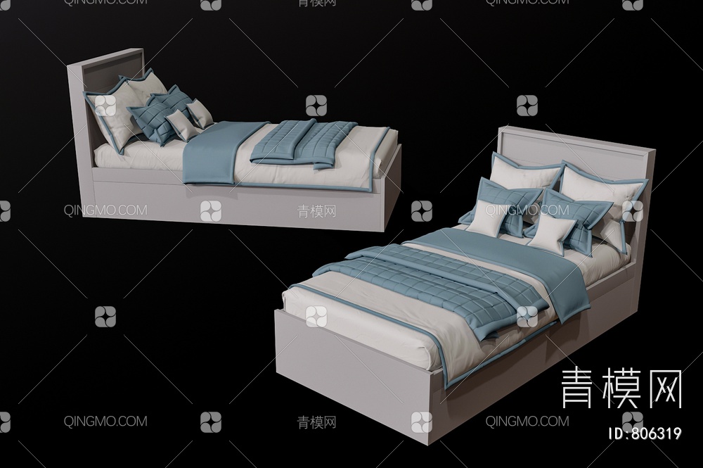单人床 卧室床3D模型下载【ID:806319】