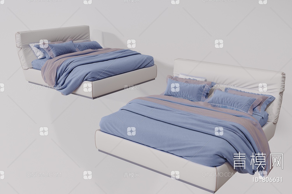 双人床 卧室床3D模型下载【ID:806631】