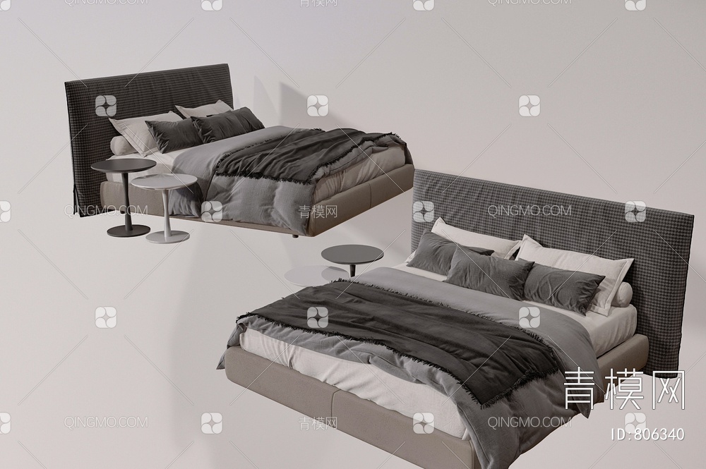 卧室床3D模型下载【ID:806340】