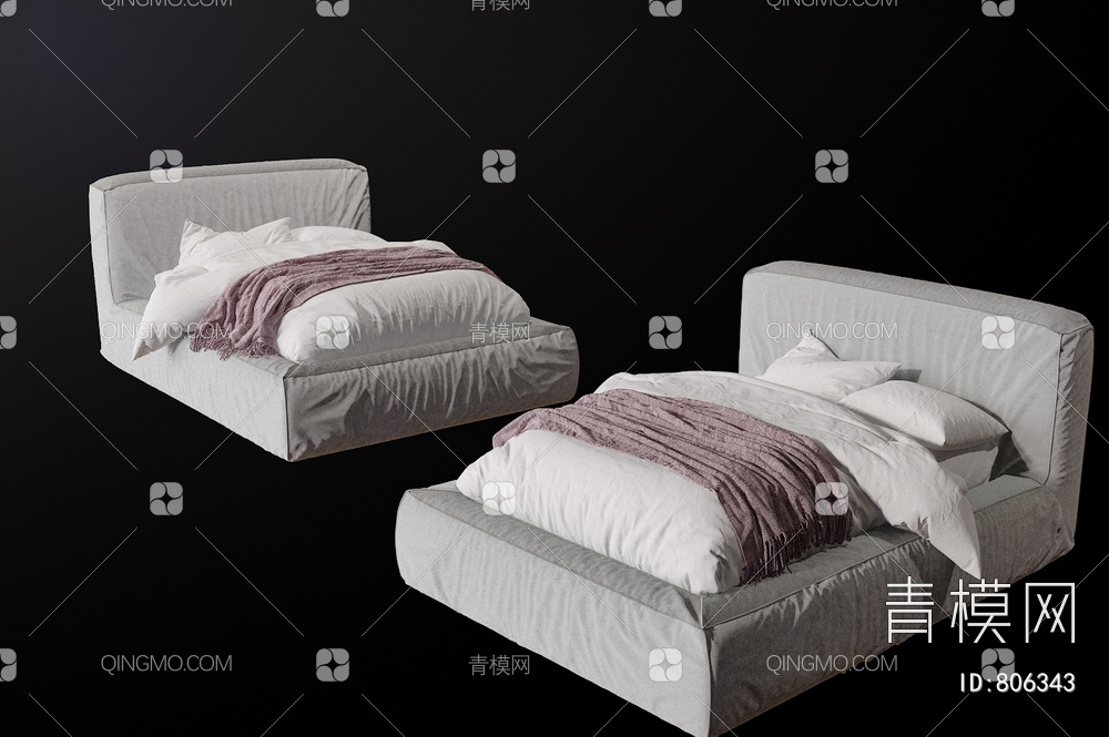 卧室床3D模型下载【ID:806343】