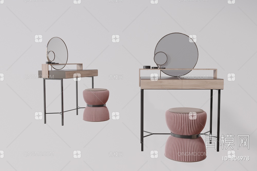 梳妆化妆桌椅组合3D模型下载【ID:804978】