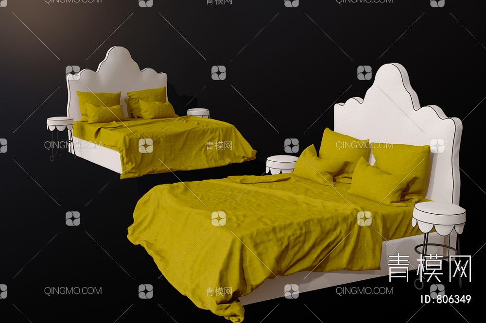 双人床 卧室床3D模型下载【ID:806349】