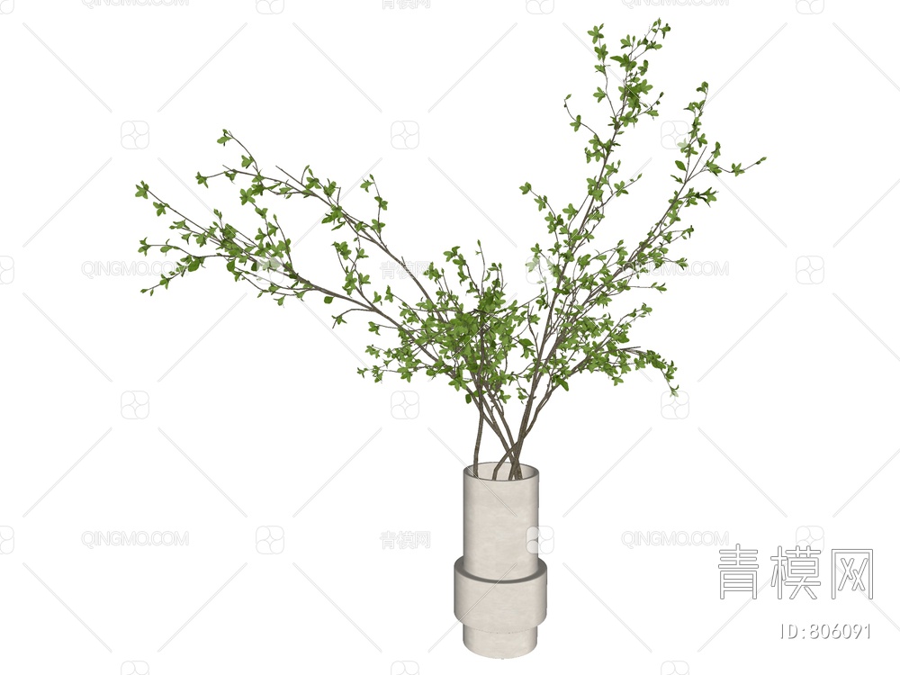 植物花瓶摆件SU模型下载【ID:806091】