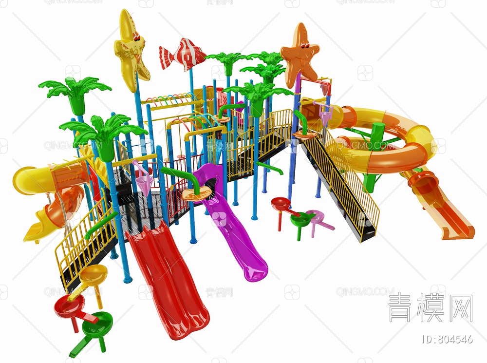 儿童滑梯游乐设备器材3D模型下载【ID:804546】
