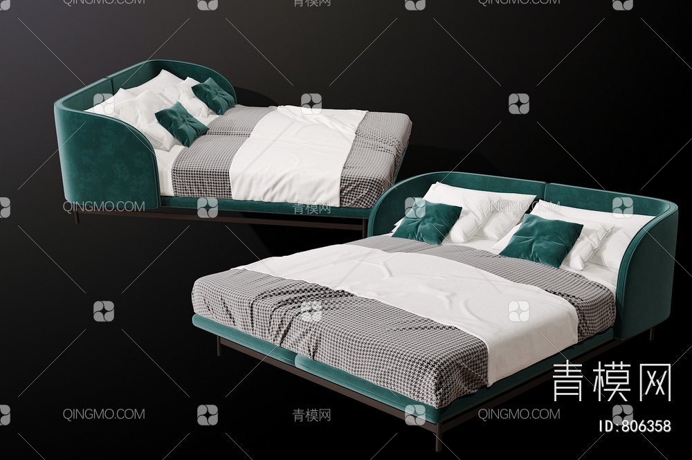 卧室床3D模型下载【ID:806358】