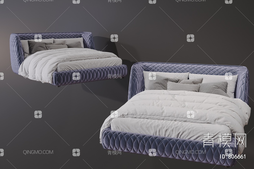 双人床 卧室床3D模型下载【ID:806661】