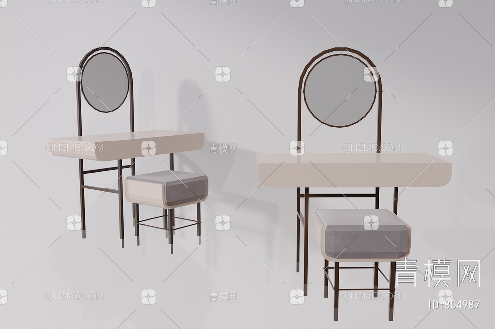 梳妆化妆桌椅组合3D模型下载【ID:804987】