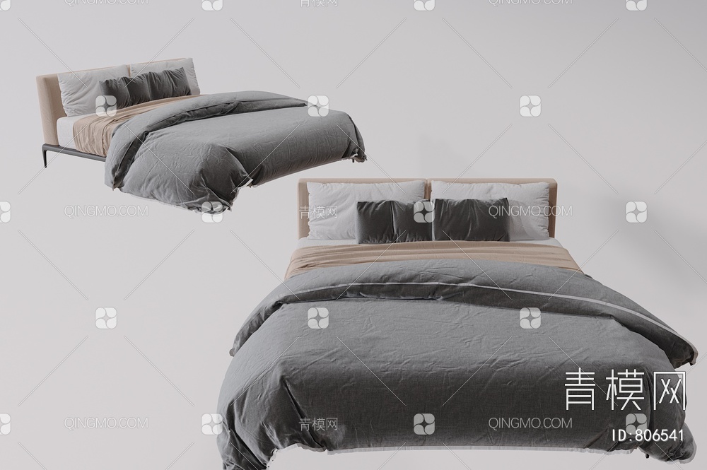 双人床 卧室床3D模型下载【ID:806541】