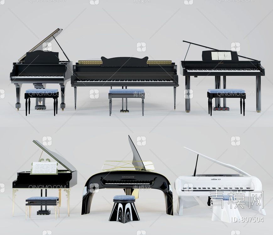 钢琴乐器3D模型下载【ID:807504】
