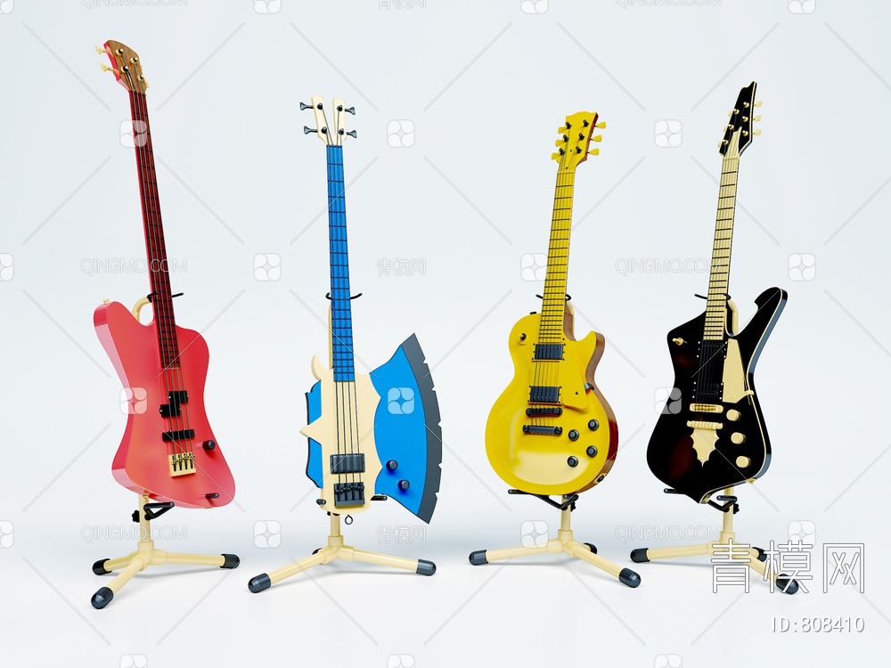 金属吉他乐器3D模型下载【ID:808410】