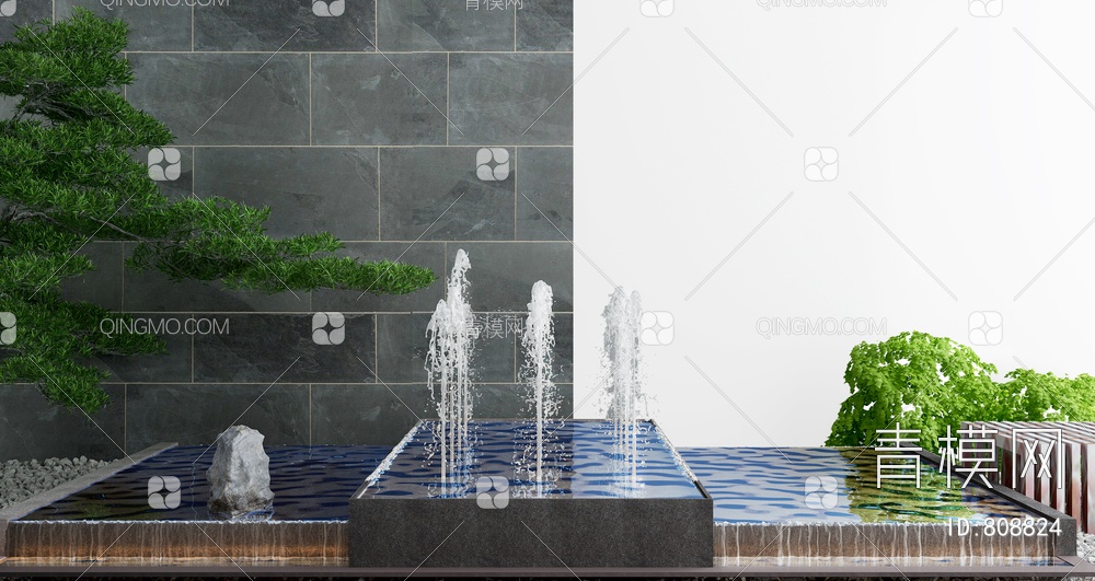 庭院水景小品，喷泉3D模型下载【ID:808824】