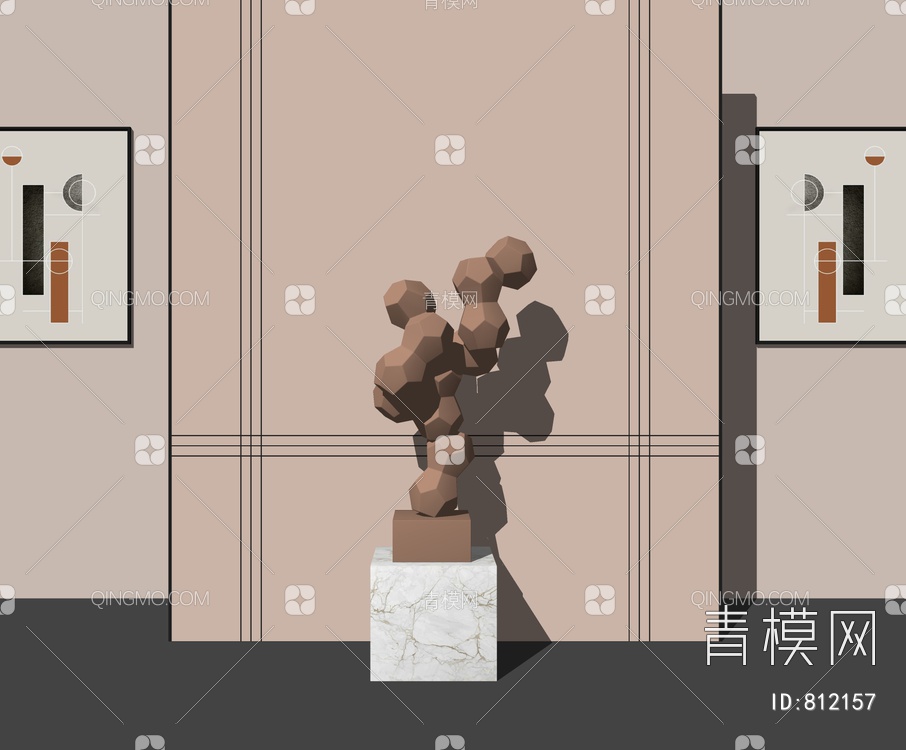 抽象艺术雕塑SU模型下载【ID:812157】