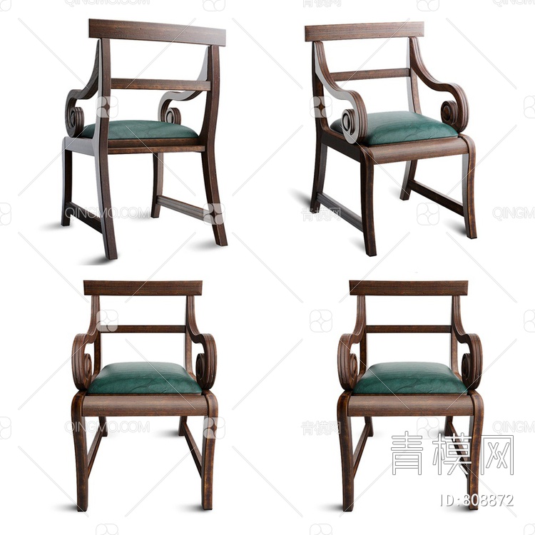 餐椅，木椅椅子3D模型下载【ID:808872】