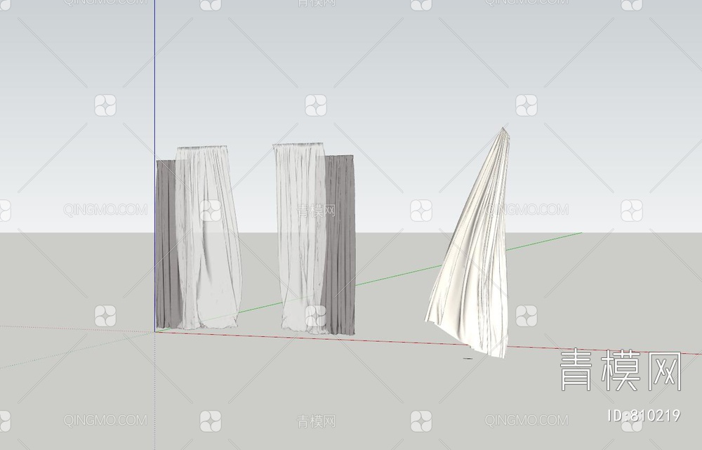 窗帘 飘动的窗帘SU模型下载【ID:810219】