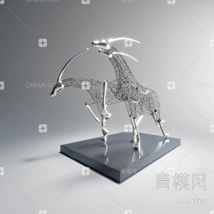 铁艺羚羊摆件3D模型下载【ID:812727】