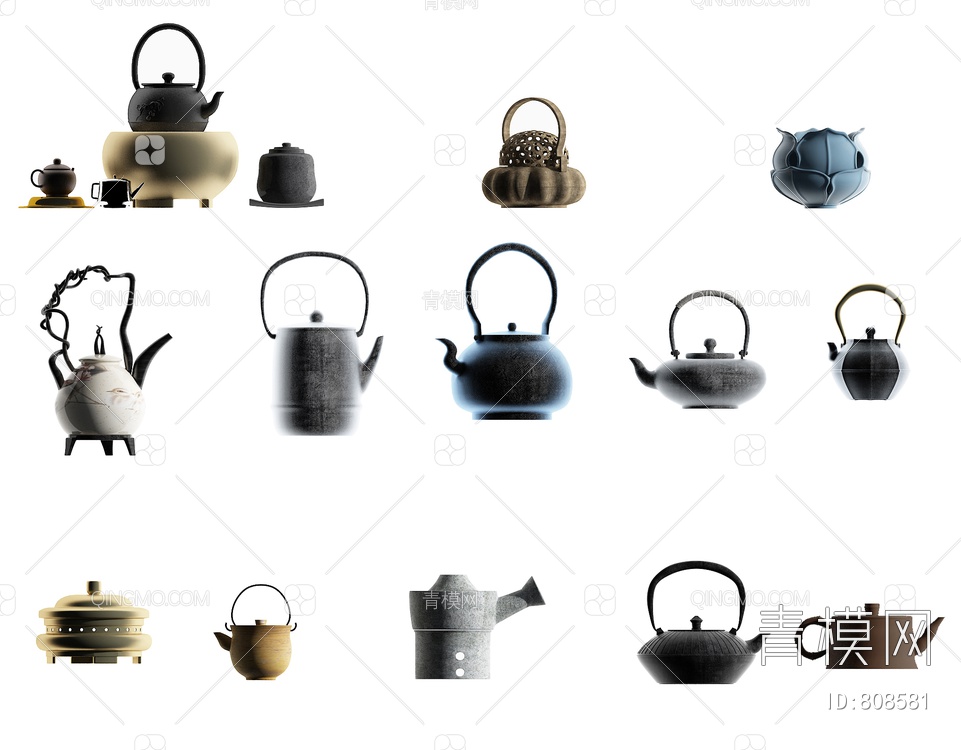 茶壶，紫砂茶壶3D模型下载【ID:808581】