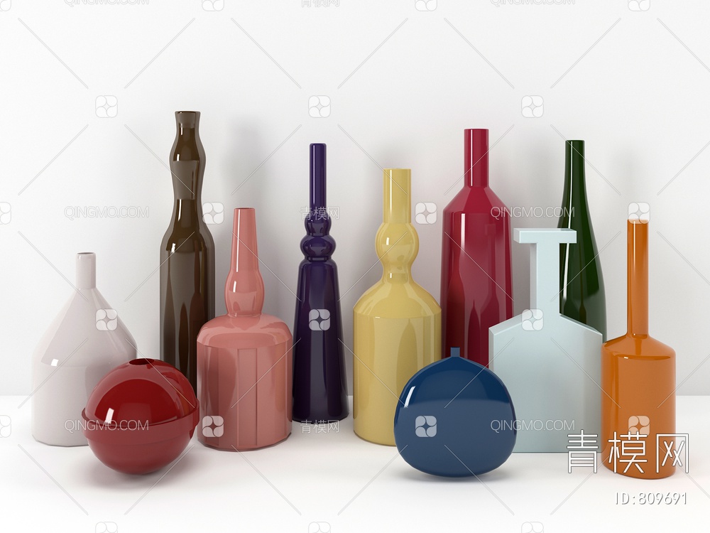 陶瓷器皿瓶罐组合SU模型下载【ID:809691】