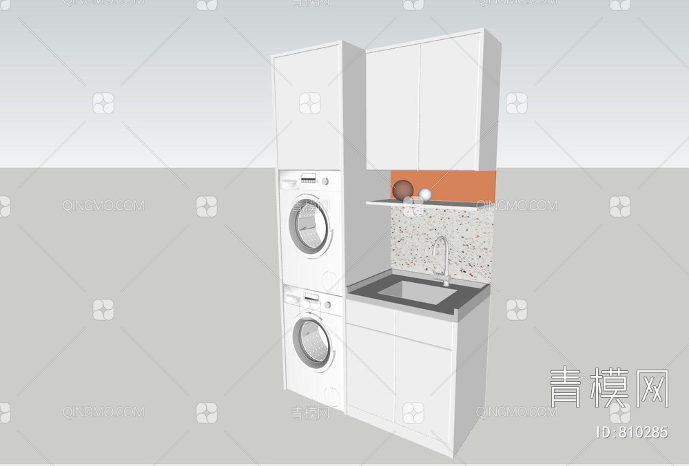 洗衣机与烘干机SU模型下载【ID:810285】