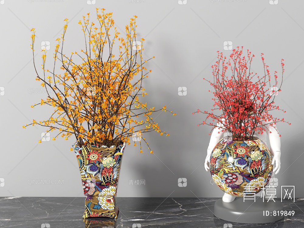 创意花卉花瓶3D模型下载【ID:819849】