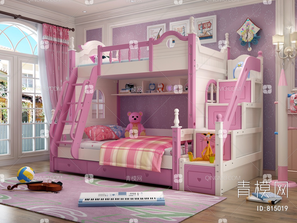 儿童床 上下床3D模型下载【ID:815019】