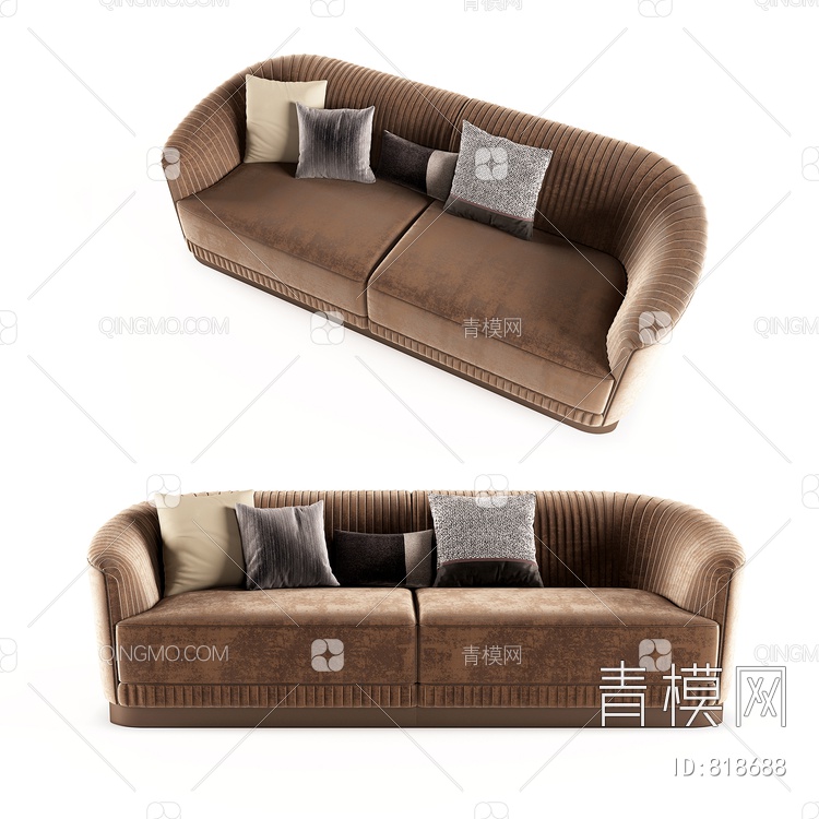 低奢双人沙发SU模型下载【ID:818688】