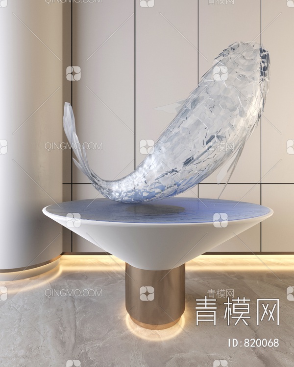 鲸鱼雕塑3D模型下载【ID:820068】