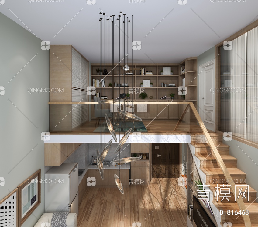 公寓 复式客餐厅3D模型下载【ID:816468】