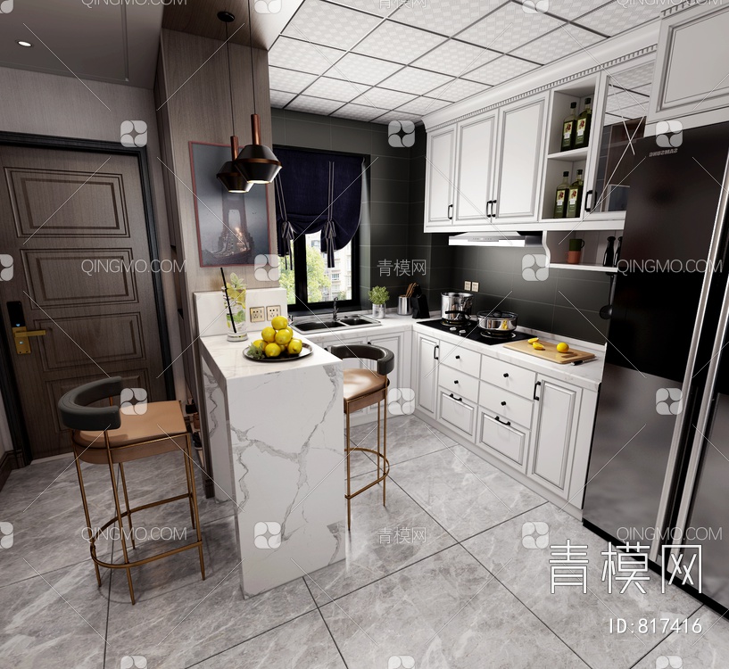 厨房 吧台 门厅3D模型下载【ID:817416】