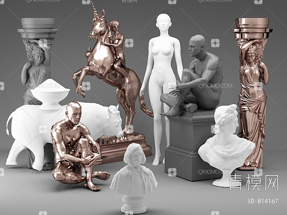雕塑 雕像 雕刻人物3D模型下载【ID:814167】