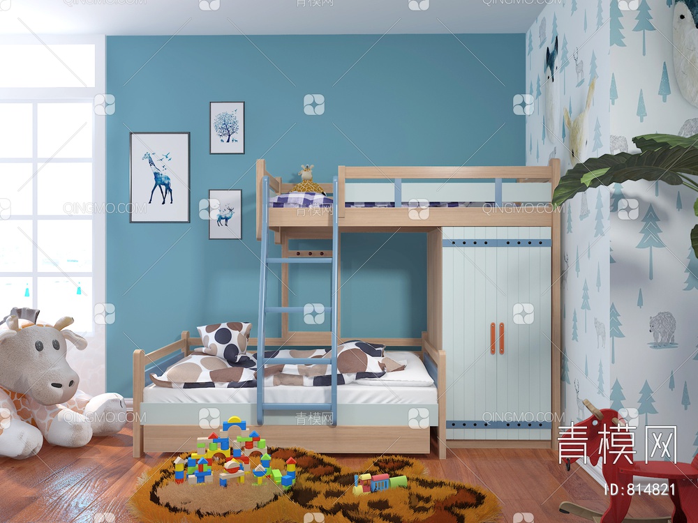 儿童床 上下床 3D模型下载【ID:814821】