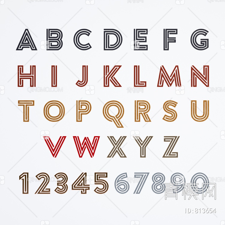 26字母装饰3D模型下载【ID:813654】