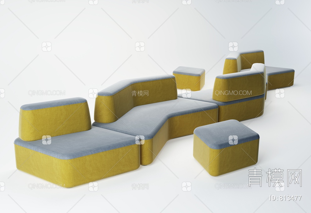 办公异形沙发3D模型下载【ID:813477】