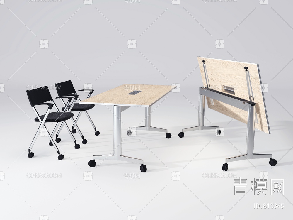 折叠会议桌椅3D模型下载【ID:813345】