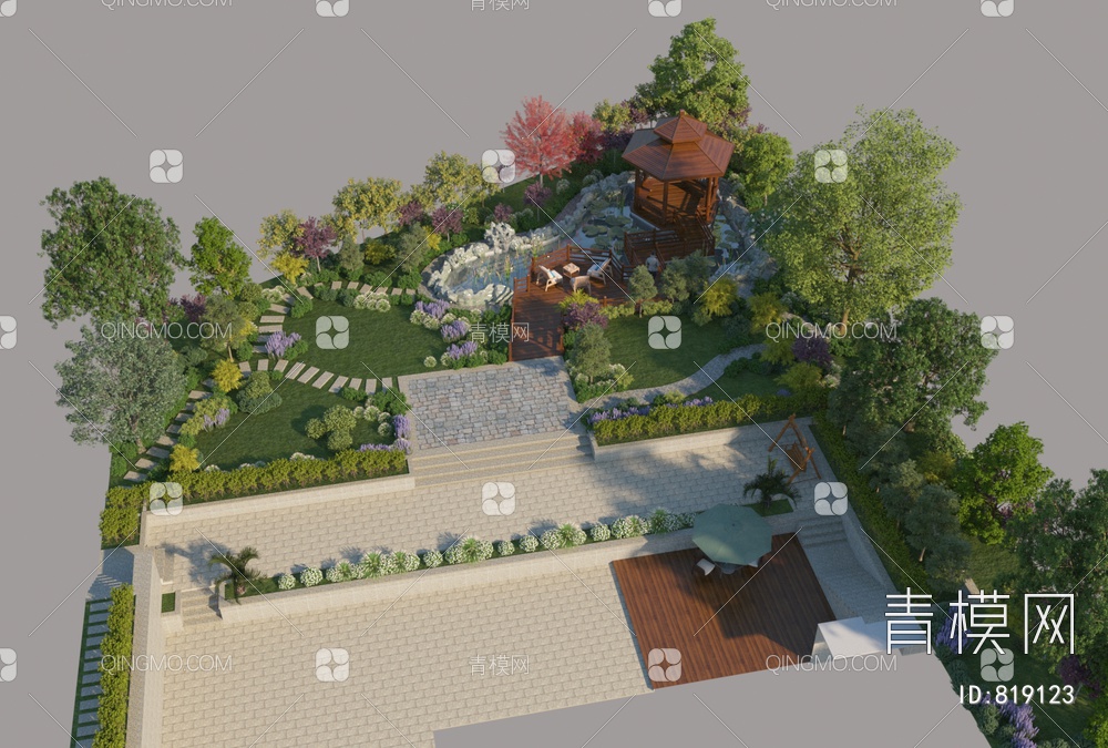 花园 庭院 景观3D模型下载【ID:819123】