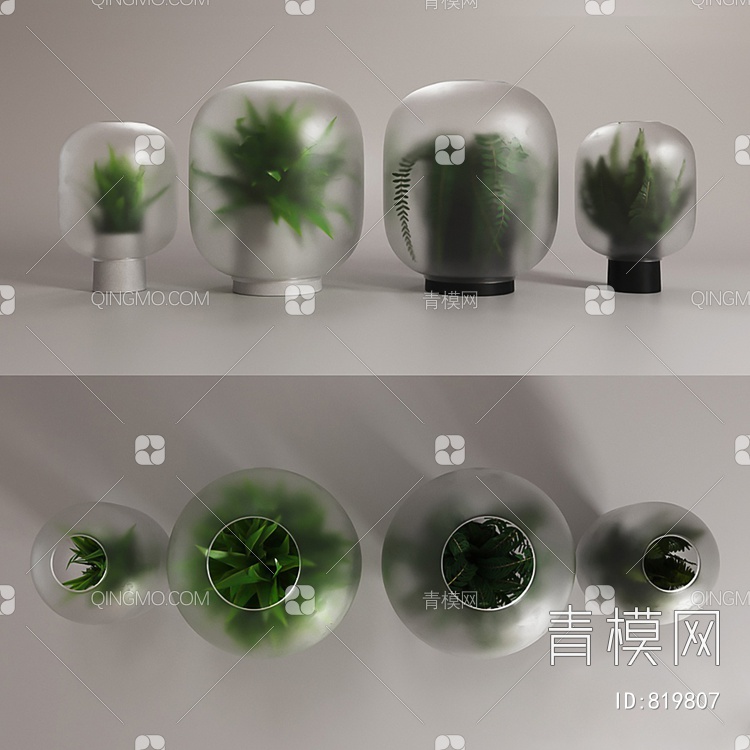 花瓶装饰绿植3D模型下载【ID:819807】