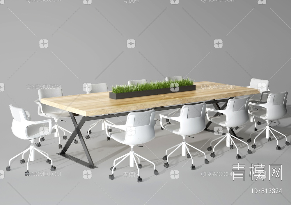 会议桌椅3D模型下载【ID:813324】
