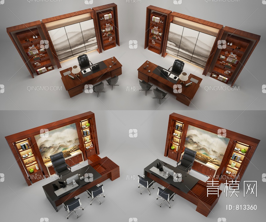 办公桌椅3D模型下载【ID:813360】