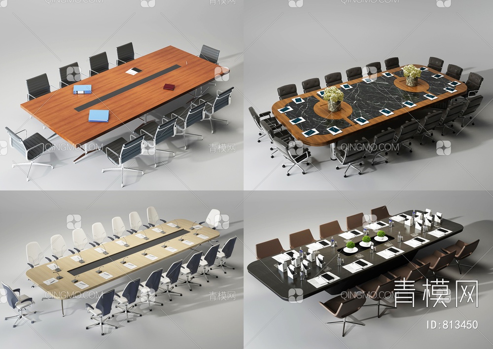 会议桌椅3D模型下载【ID:813450】