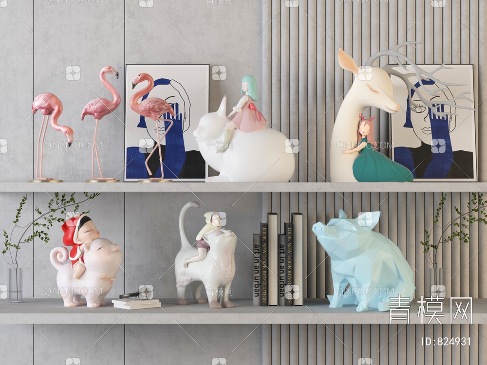 动物雕塑摆件3D模型下载【ID:824931】
