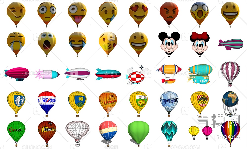 热气球 充气飞艇SU模型下载【ID:824208】